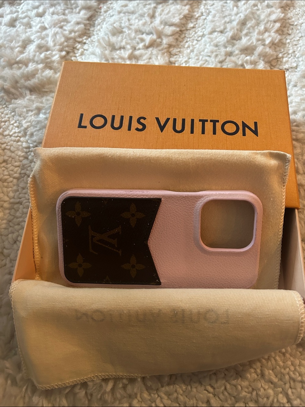 Louis Vuitton Pink and Brown Monogram Leather iPhone Case 13 pro